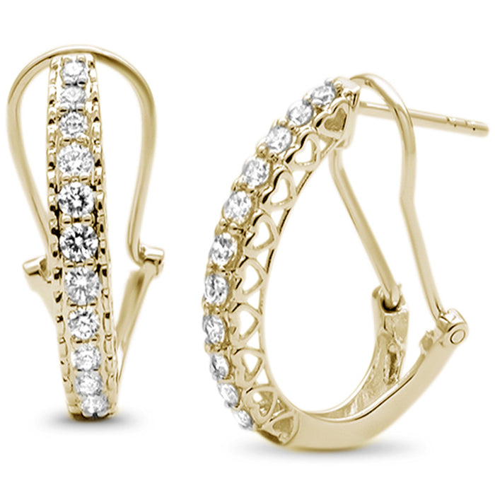 DIAMOND CLOSEOUT! .50ct F SI 14kt Yellow Gold Diamond J Hoop Huggie Earrings