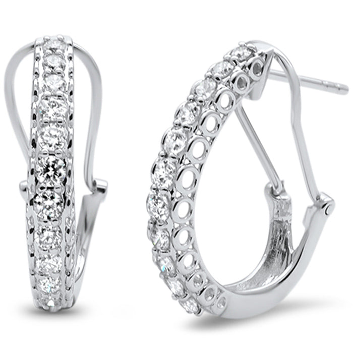 DIAMOND CLOSEOUT! 1.01ct F SI 14kt White Gold Diamond J Hoop Huggie Earrings