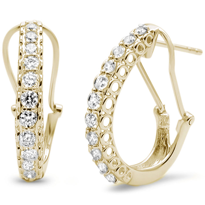 DIAMOND CLOSEOUT! .98ct F SI 14KT Yellow Gold Diamond J Hoop Huggie Earrings