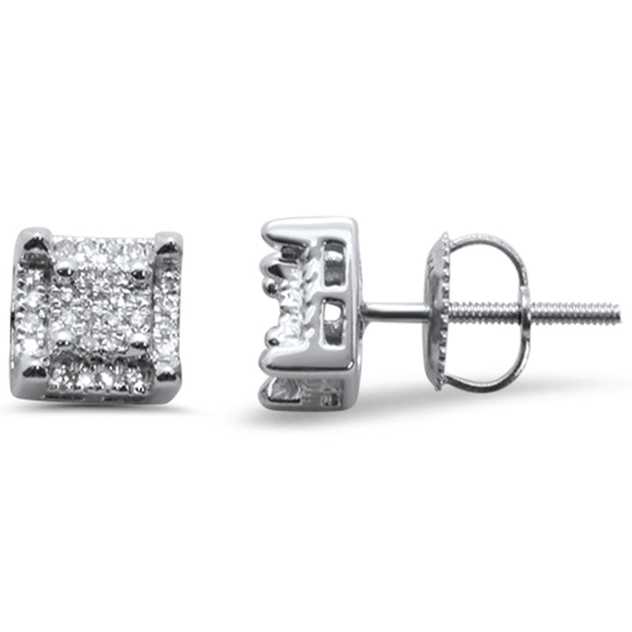 DIAMOND CLOSEOUT! .15ct G SI 10K White Gold Square Diamond Stud Earrings