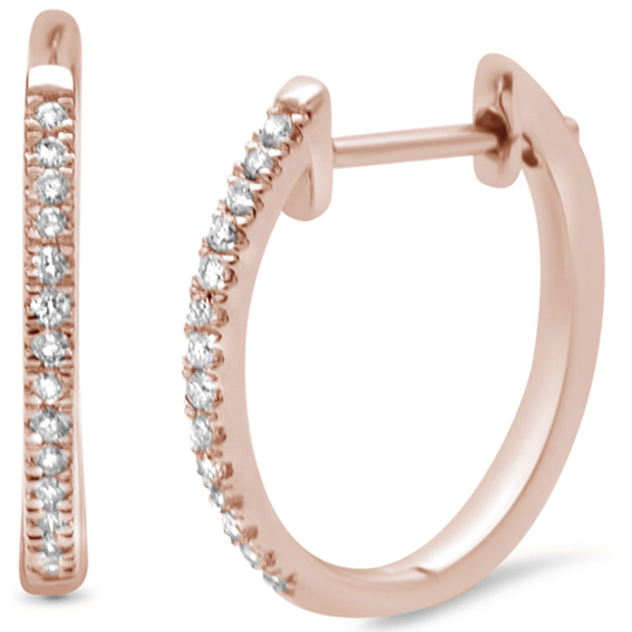 DIAMOND CLOSEOUT! .12ct 14K Rose Gold Diamond Hoop Huggie Earrings