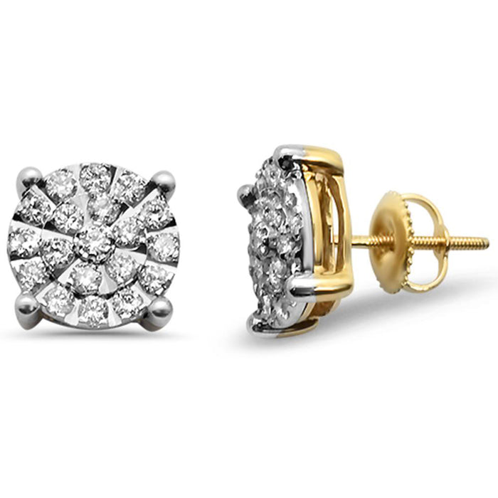 DIAMOND CLOSEOUT! .97ct G SI 14K Yellow Gold Micro Pave Diamond Earrings