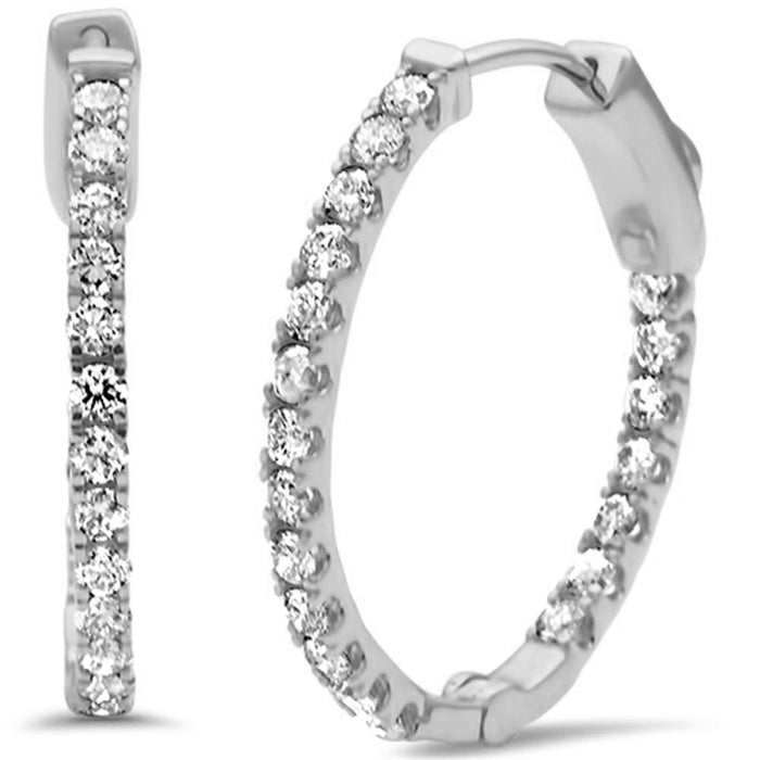 DIAMOND CLOSEOUT! .98ct G SI 14K White Gold Diamond Hoop Earrings