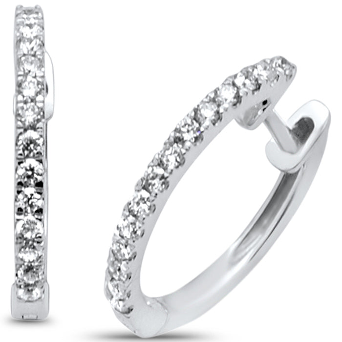 DIAMOND CLOSEOUT! .21ct 10kt White Gold Diamond Hoop Huggie Earring