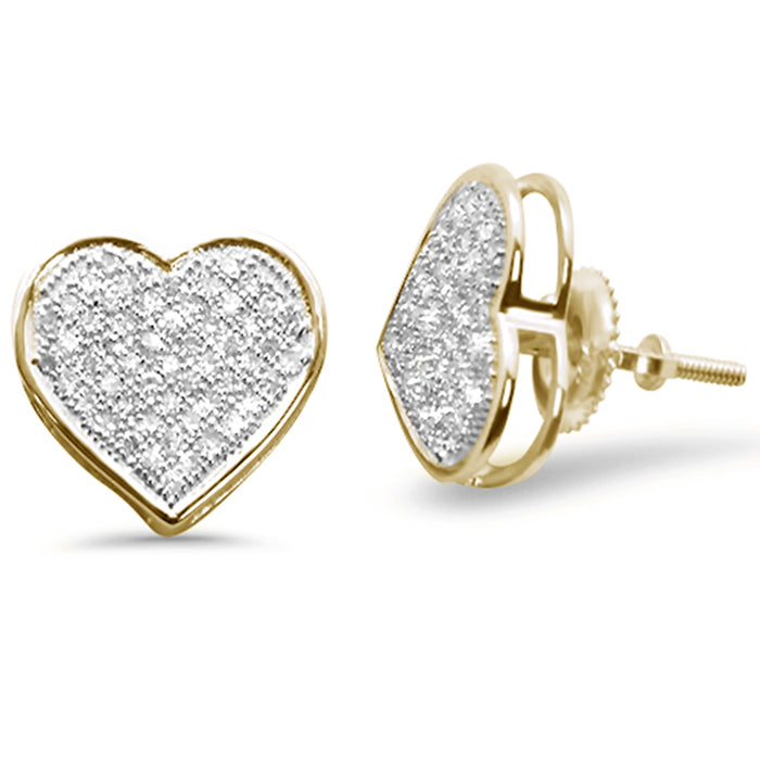 DIAMOND CLOSEOUT! .33ct G SI 10K Yellow Gold Diamond Heart Micro Pave Earrings