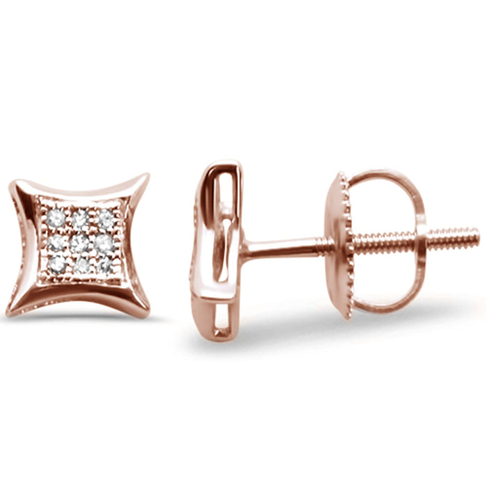 DIAMOND CLOSEOUT! .06ct G SI 10K Rose Gold Diamond Square Micro Pave Earrings