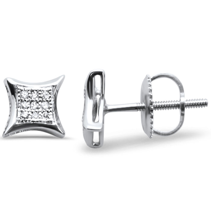 DIAMOND CLOSEOUT! .06ct G SI 10K White Gold Diamond Square Micro Pave Earrings