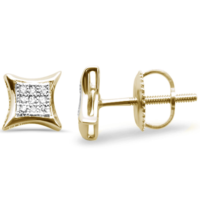 DIAMOND CLOSEOUT! .06ct G SI 10K Yellow Gold Diamond Square Micro Pave Earrings
