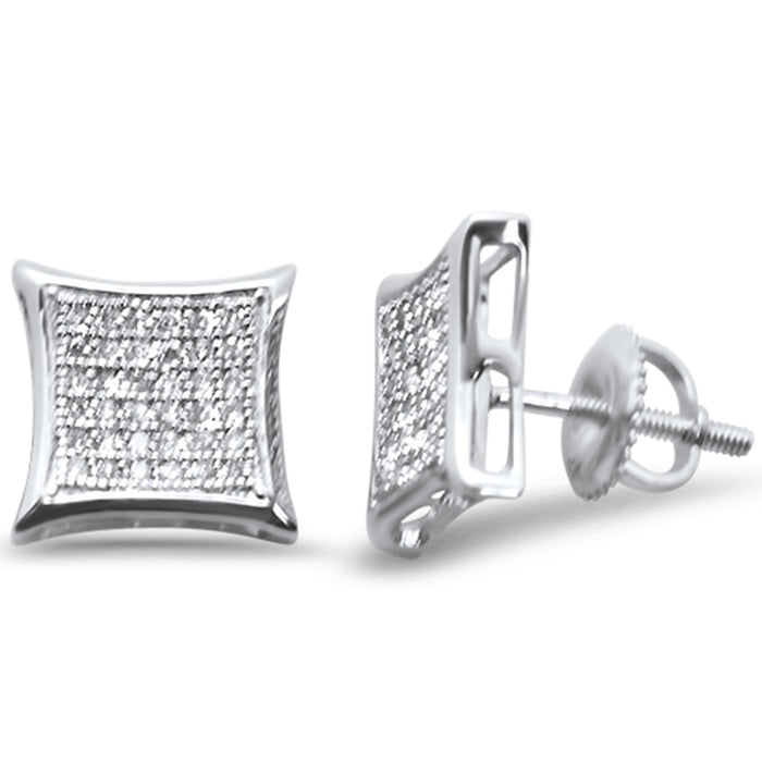 DIAMOND CLOSEOUT! .24ct G SI 10K White Gold Diamond Square Micro Pave Earrings