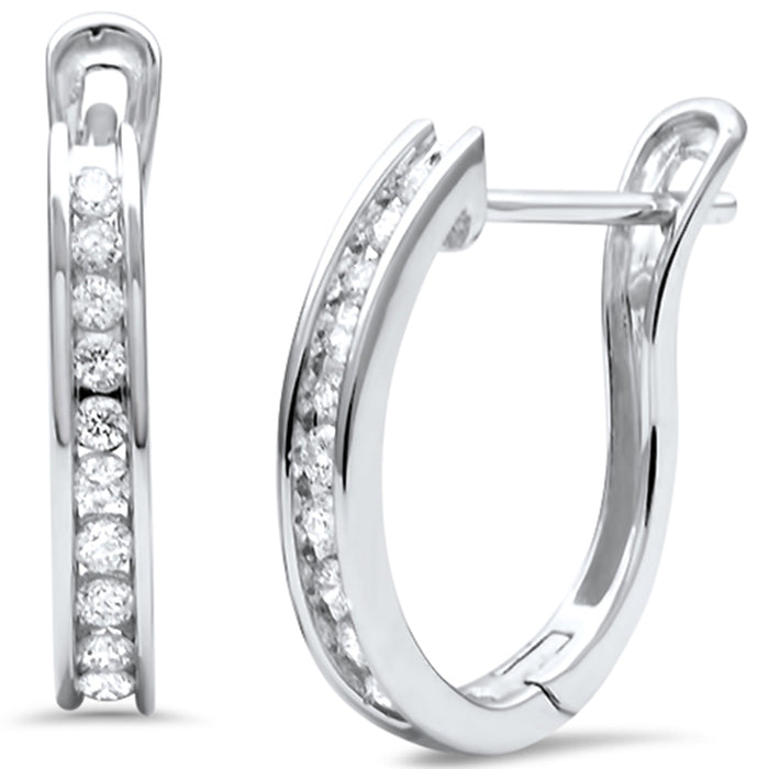 DIAMOND CLOSEOUT! .27ct G SI 14K White Gold Diamond Hoop Earrings