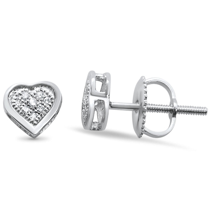 DIAMOND CLOSEOUT! .05ct G SI 10K White Gold Diamond Heart Earrings