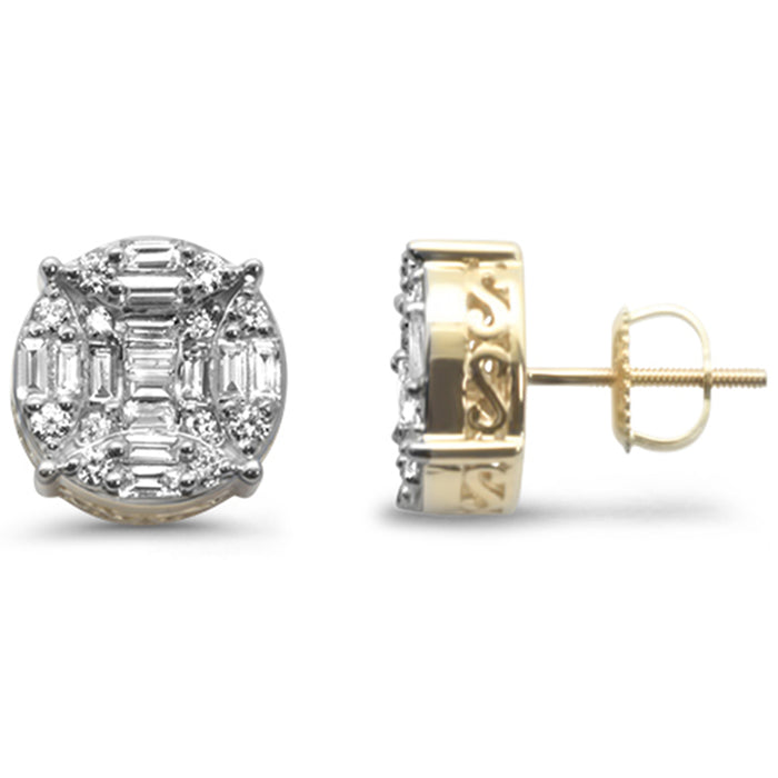 DIAMOND CLOSEOUT! .98ct G SI 10K Yellow Gold Diamond Hip Hop Micro Pave Stud Earrings