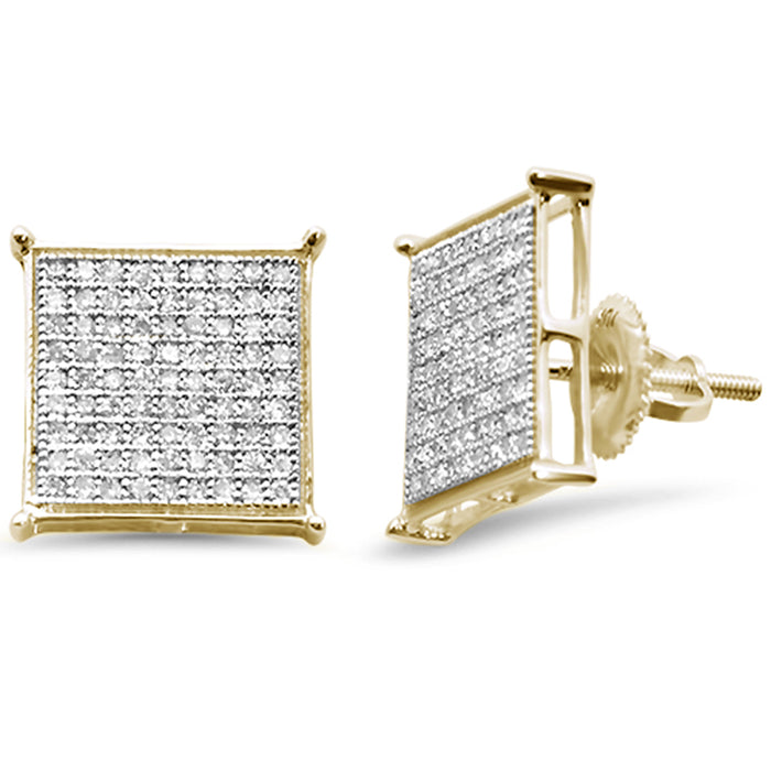 DIAMOND CLOSEOUT! .48ct G SI 14K Yellow Gold Diamond Square Micro Pave Earrings