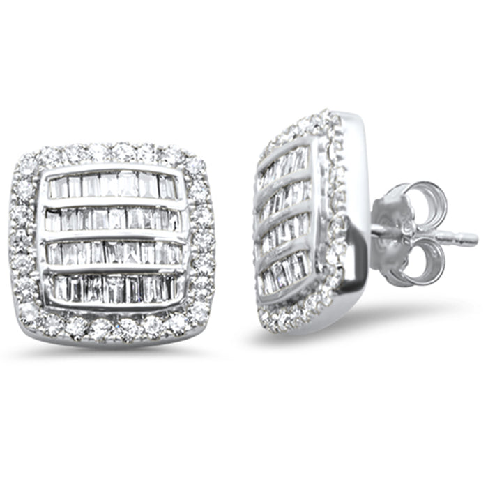 DIAMOND CLOSEOUT! 1.35ct G SI 10K White Gold Baguette Diamond Hip Hop Earrings