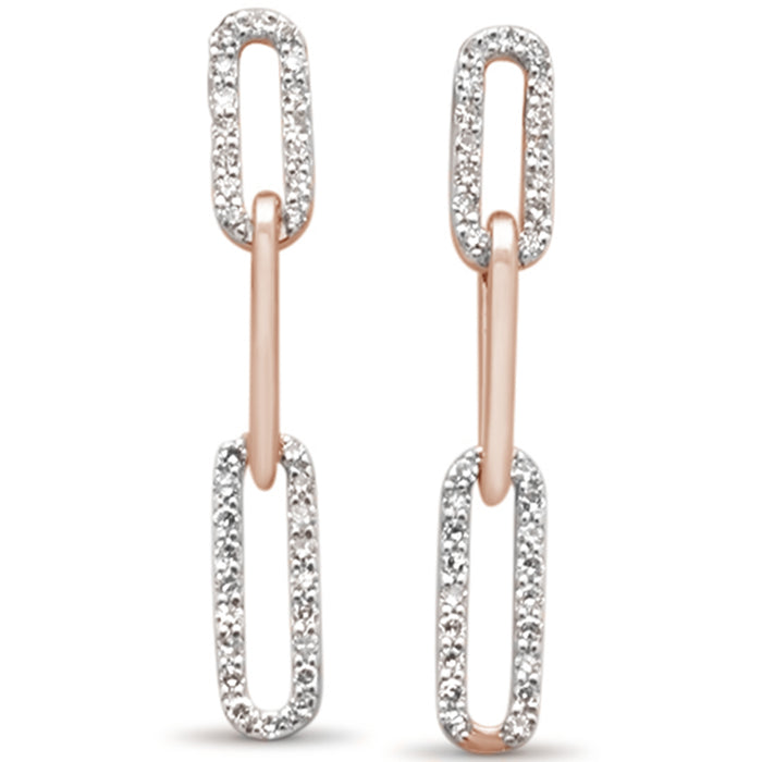 DIAMOND CLOSEOUT! .29ct G SI 14K Rose Gold Diamond Paper Clip Style Dangling Earrings