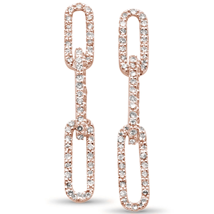 DIAMOND CLOSEOUT! .51ct G SI 14K Rose Gold Diamond Paper Clip Style Dangling Earrings