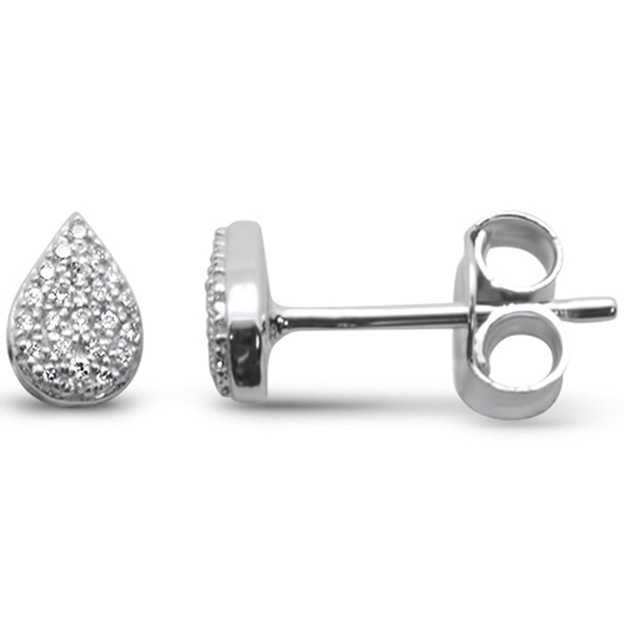 DIAMOND CLOSEOUT! .08ct G SI 14K White Gold Diamond Pear Shaped Trendy Stud Earrings