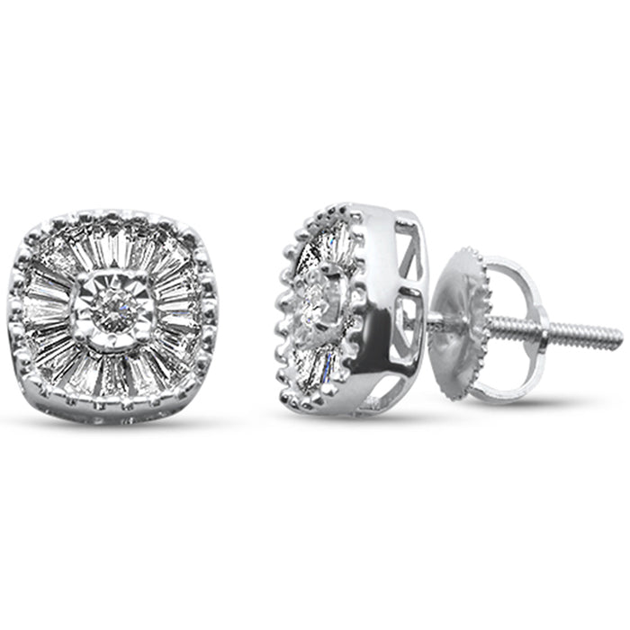 SPECIAL! .51ct G SI 10K White Gold Diamond Round & Baguette Earrings