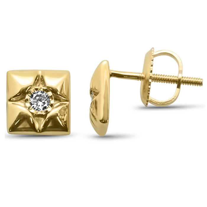 DIAMOND CLOSEOUT! .10ct G SI 10K Yellow Gold Square Diamond Stud Earrings