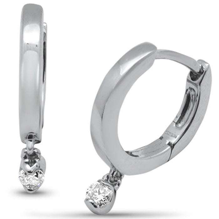 DIAMOND CLOSEOUT! .08ct G SI 10K White Gold Diamond Dangling Hoop Earrings