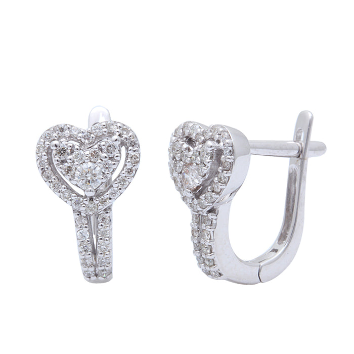DIAMOND CLOSEOUT! .65ct 14K White Gold Diamond Heart Shaped J Hoop Earrings