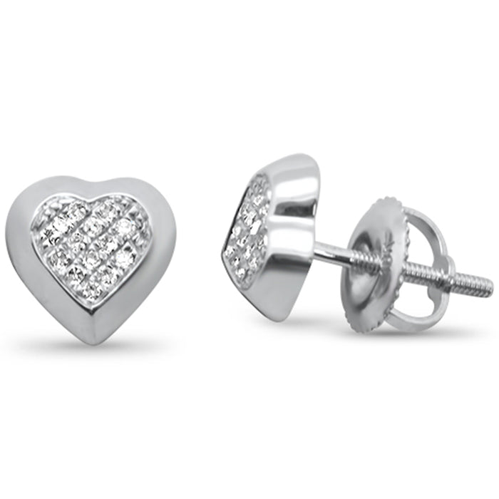 DIAMOND CLOSEOUT! .08ct G SI 10K White Gold Diamond Heart Shaped Fashion Earrings