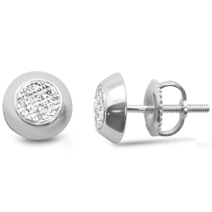 DIAMOND CLOSEOUT! .07ct G SI 10K White Gold Diamond Round Shaped Fashion Earrings
