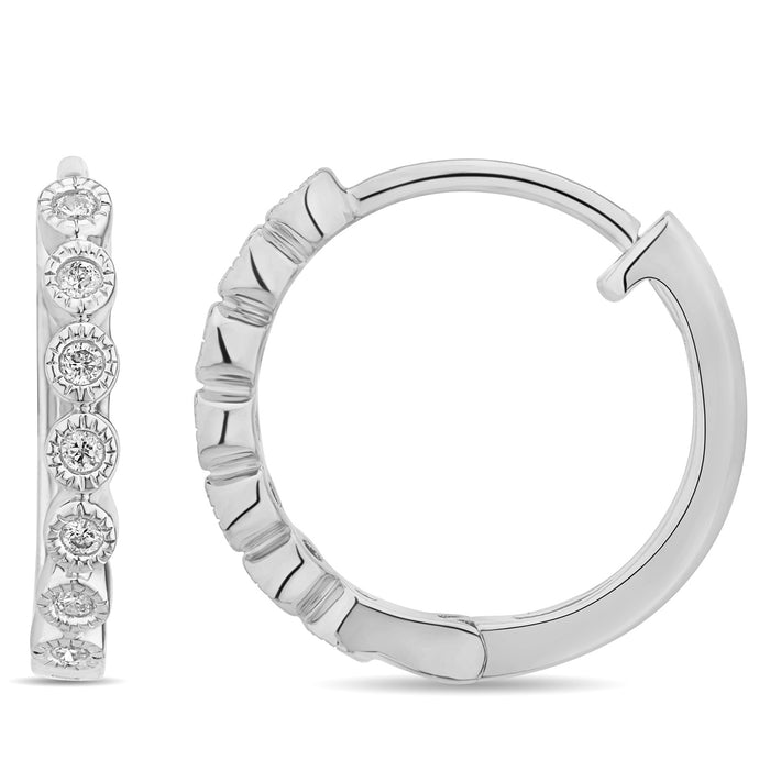 .12ct G SI 10KT White Gold Diamond Hoop Earrings