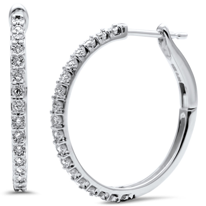 DIAMOND CLOSEOUT! .12ct G SI 10KT White Gold Diamond Hoop Earrings