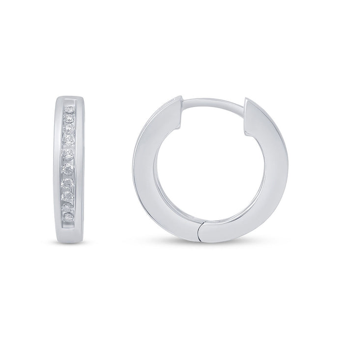DIAMOND CLOSEOUT! .13ct G SI 10KT White Gold Diamond Hoop Earrings