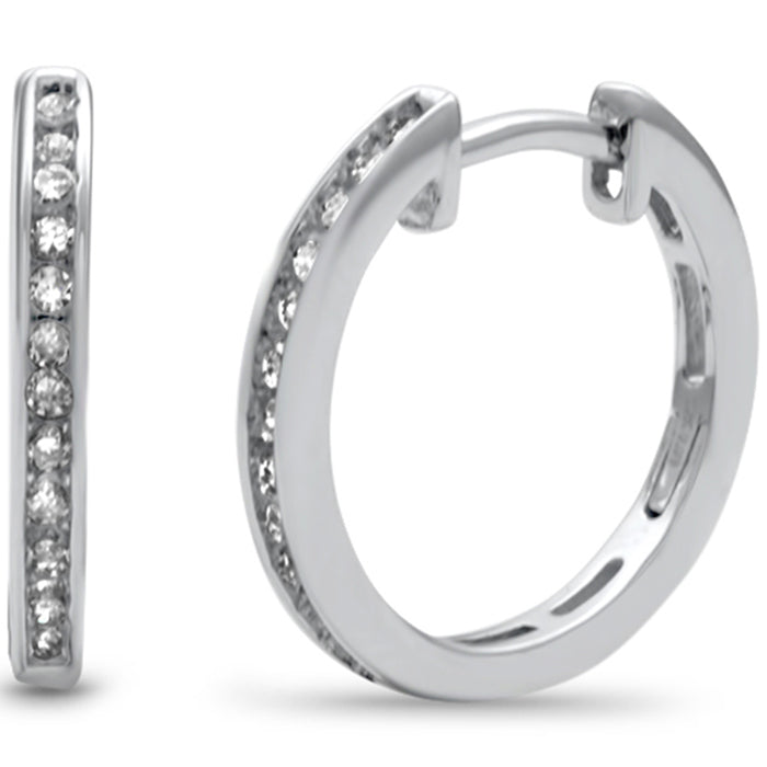 DIAMOND CLOSEOUT! .15ct G SI 10K White Gold Diamond Hoop Earrings