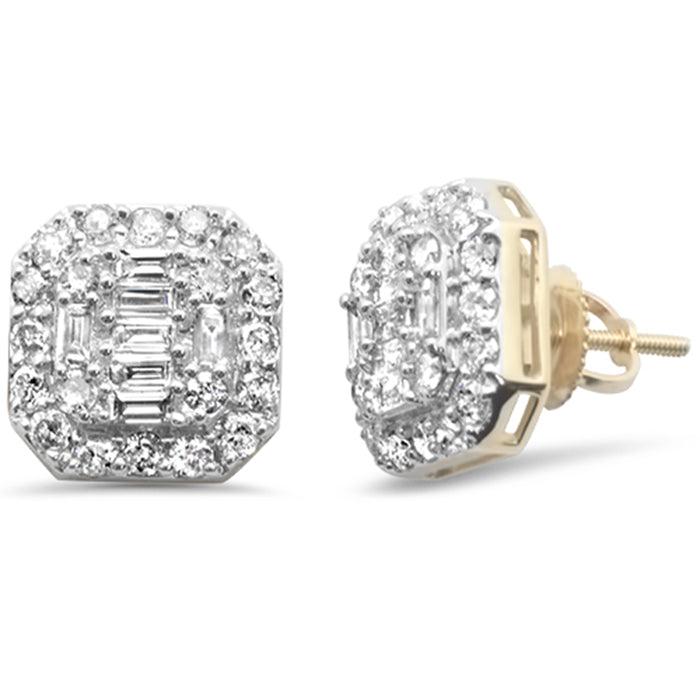 DIAMOND CLOSEOUT! 1.63ct G SI 10K Yellow Gold Cushion Shaped Round & Baguette Diamond Halo Earrings