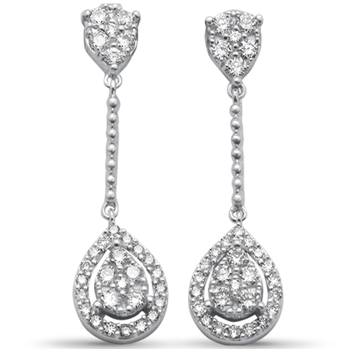 DIAMOND CLOSEOUT! .48ct G SI 14K White Gold Diamond Pear Shape Dangling Earring