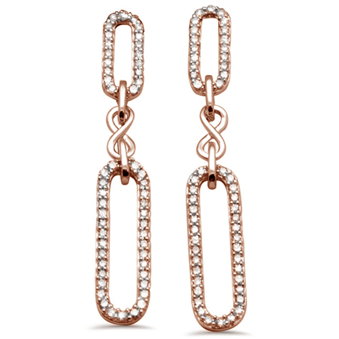 DIAMOND CLOSEOUT! .47ct G SI 14K Rose Gold Diamond Paperclip Infinity Dangling Earrings