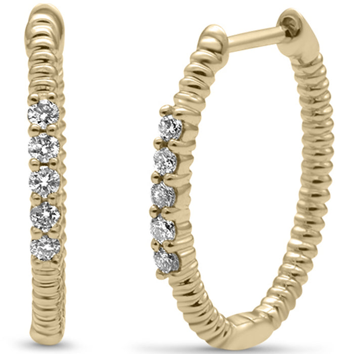 DIAMOND CLOSEOUT! .20ct G SI 14K Yellow Gold Diamond Twisted Hoop Earrings