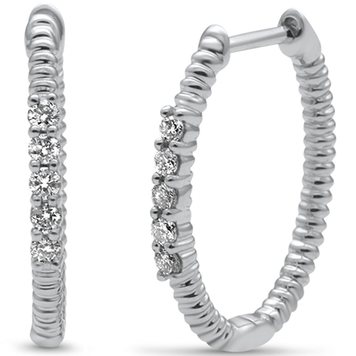 DIAMOND CLOSEOUT! .20ct G SI 14K White Gold Diamond Twisted Hoop Earrings