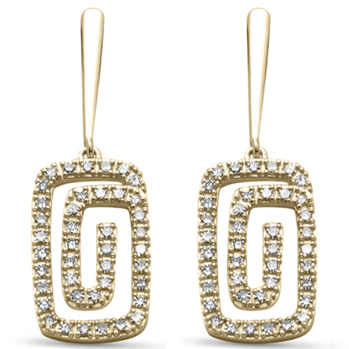 DIAMOND CLOSEOUT! .33ct G SI 14K Yellow Gold Diamond Rectangle Swirl Drop Earrings