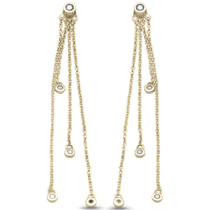SPECIAL! .15ct G SI 14K Yellow Gold Diamond Long Chain Dangling Earrings