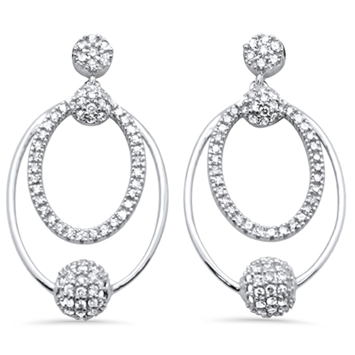 DIAMOND CLOSEOUT! .73ct G SI 14K White Gold Diamond Oval Shaped Dangling Earrings