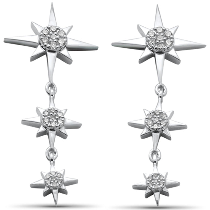 DIAMOND CLOSEOUT! .38ct G SI 14K White Gold Diamond Starburst Drop Dangle Earrings