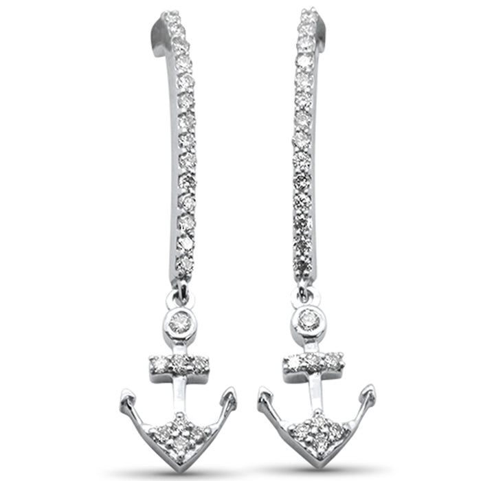 DIAMOND CLOSEOUT! .27ct G SI 14K White Gold Diamond Anchor Dangling Earrings