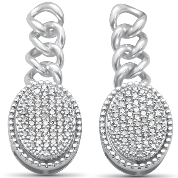 DIAMOND CLOSEOUT! .54ct G SI 14K White Gold Diamond Oval Shaped Cuban Dangling Earrings