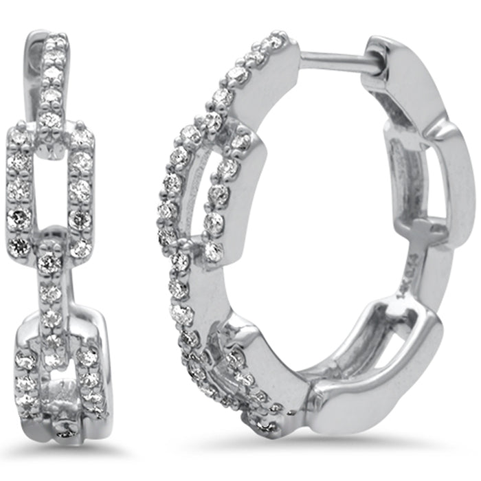 DIAMOND CLOSEOUT! .29ct G SI 14K White Gold Diamond Paperclip Hoop Earrings
