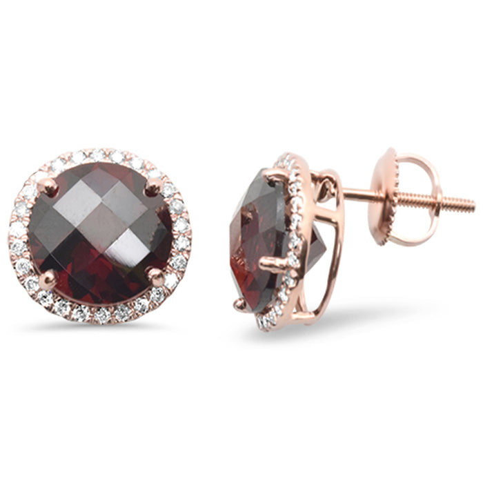DIAMOND CLOSEOUT! 7.35ct G SI 14K Rose Gold Diamond Round Shaped Garnet Gemstone Earrings