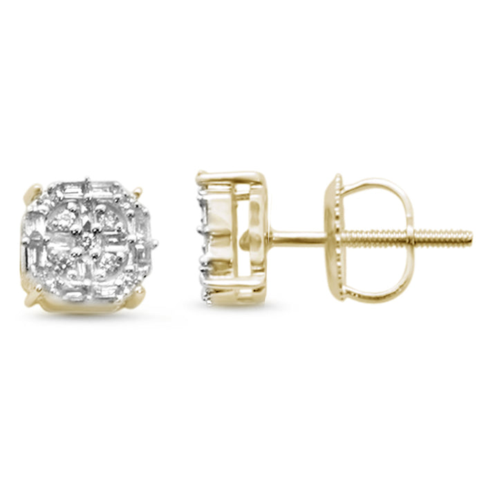 DIAMOND CLOSEOUT! .23ct G SI 14K Yellow Gold Diamond Square Shaped Earrings Screw Back