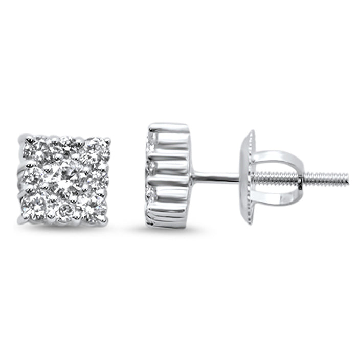 SPECIAL! .51ct G SI 14K White Gold Diamond Square Shaped Earrings Screw Back