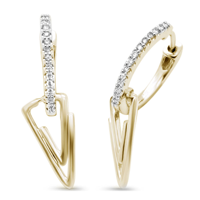 DIAMOND CLOSEOUT! .13ct G SI 14K Yellow GoldDiamond Hoop Dangling Earrings Post&Click