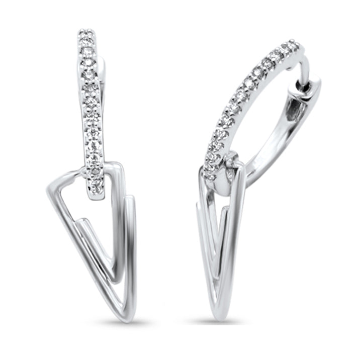 DIAMOND CLOSEOUT! .13ct G SI 14K White Gold Diamond Hoop Dangling Earrings Post&Click
