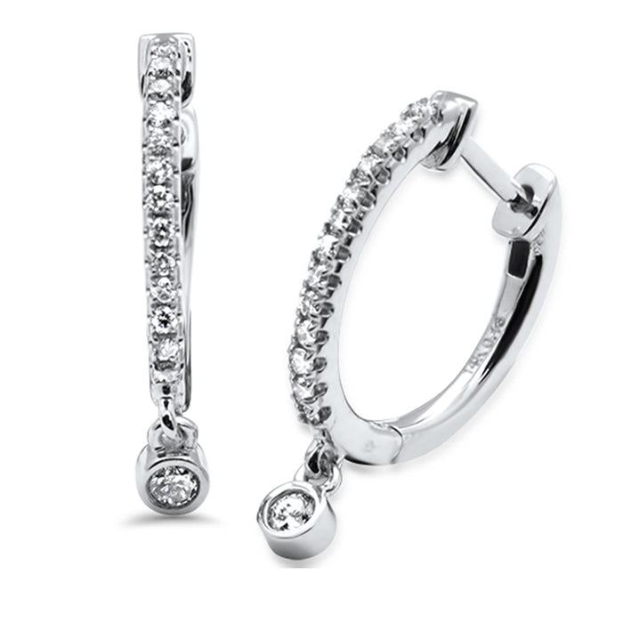 DIAMOND CLOSEOUT! .26ct G SI 14K White Gold Diamond Hoop Dangling Post & Click Earrings