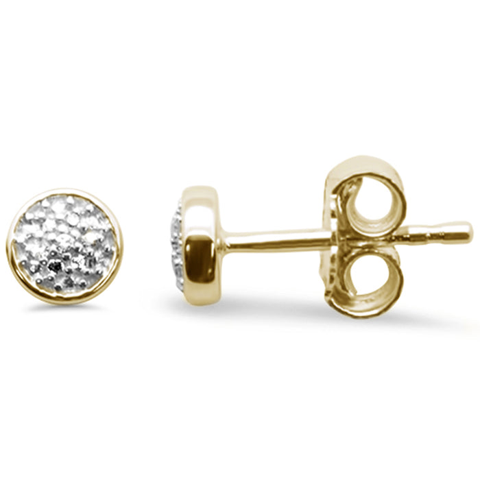 DIAMOND CLOSEOUT! .02ct G SI 14K Yellow Gold Diamond Round Shaped Petite Earrings Push Back